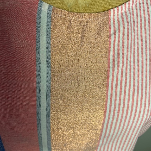 Caston chambray striped dress with shimmer stripes, pockets, pullover dress sm. - Picture 4 of 9